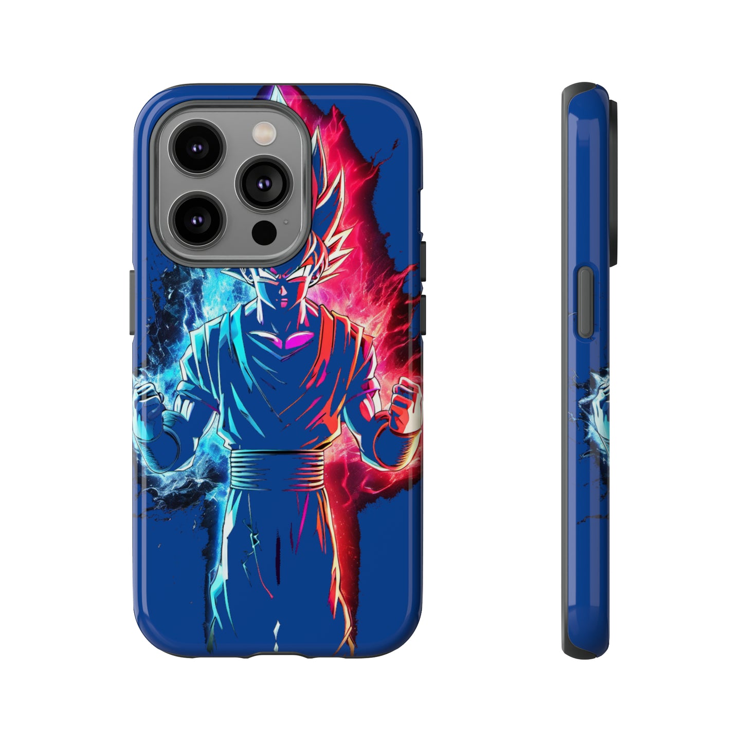 FANMADE Dragon Ball Z Goku Red/Blue Flame Phone Case [BLUE VERSION] (iPhone, Google Pixel, Samsung)