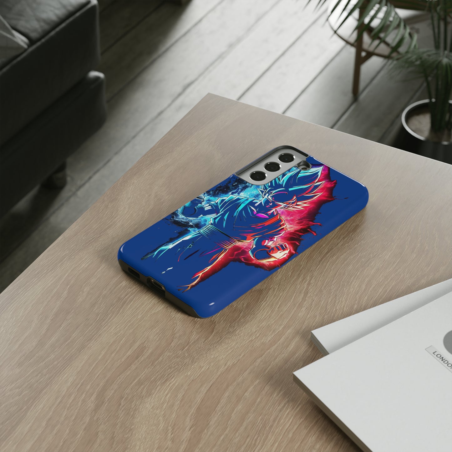 FANMADE Dragon Ball Z Goku Red/Blue Flame Phone Case [BLUE VERSION] (iPhone, Google Pixel, Samsung)