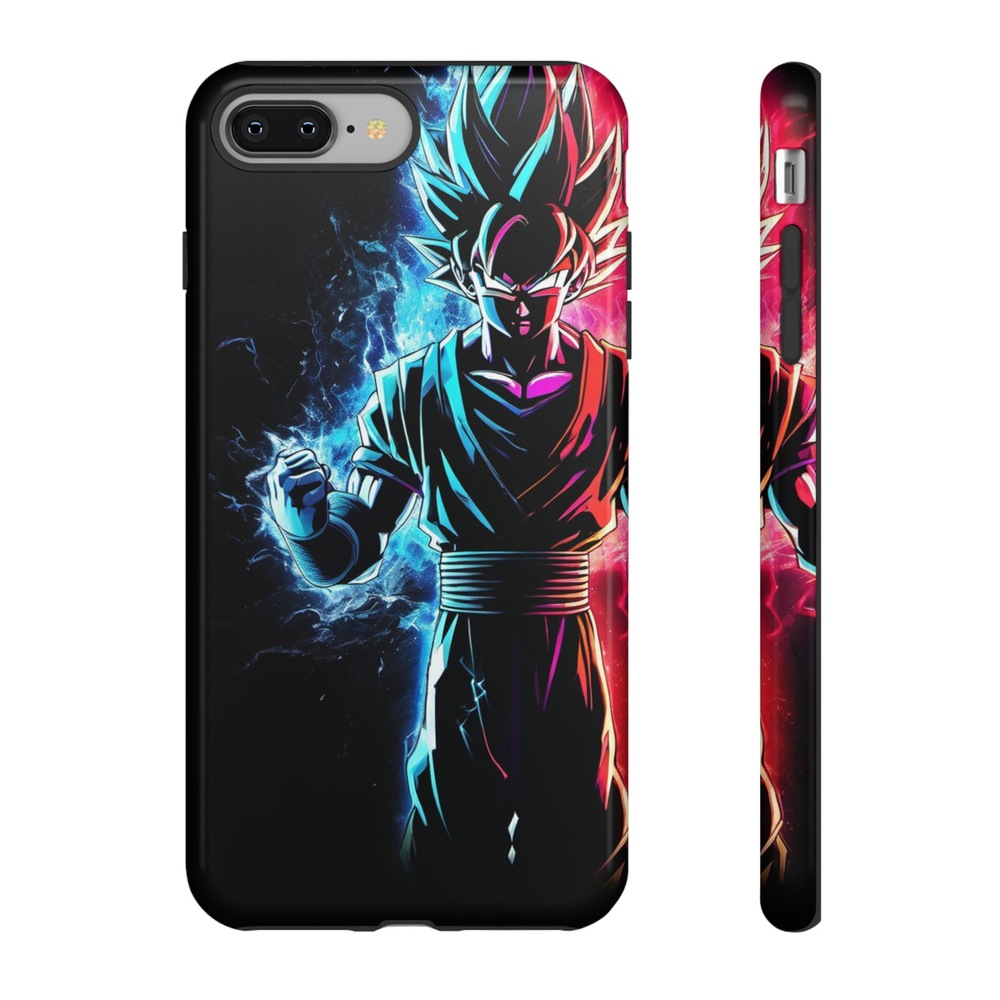 FANMADE Dragon Ball Z Goku Red/Blue Flame Phone Case [BLACK VERSION 2] (iPhone, Samsung)