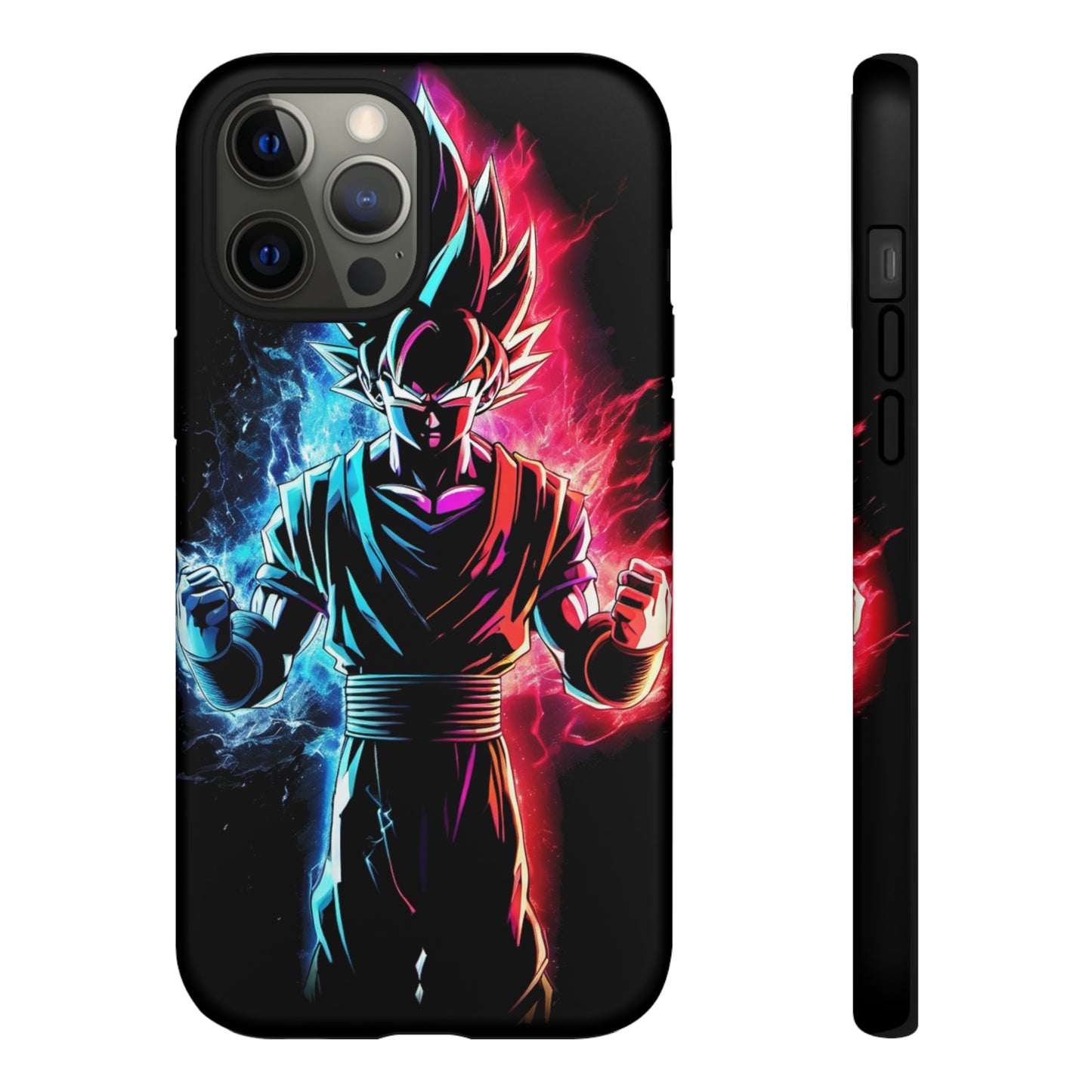 FANMADE Dragon Ball Z Goku Red/Blue Flame Phone Case [BLACK VERSION] (iPhone, Google Pixel, Samsung)