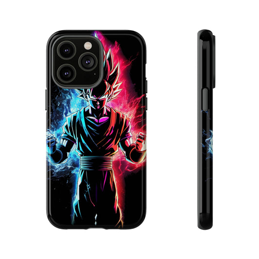 FANMADE Dragon Ball Z Goku Red/Blue Flame Phone Case [BLACK VERSION] (iPhone, Google Pixel, Samsung)