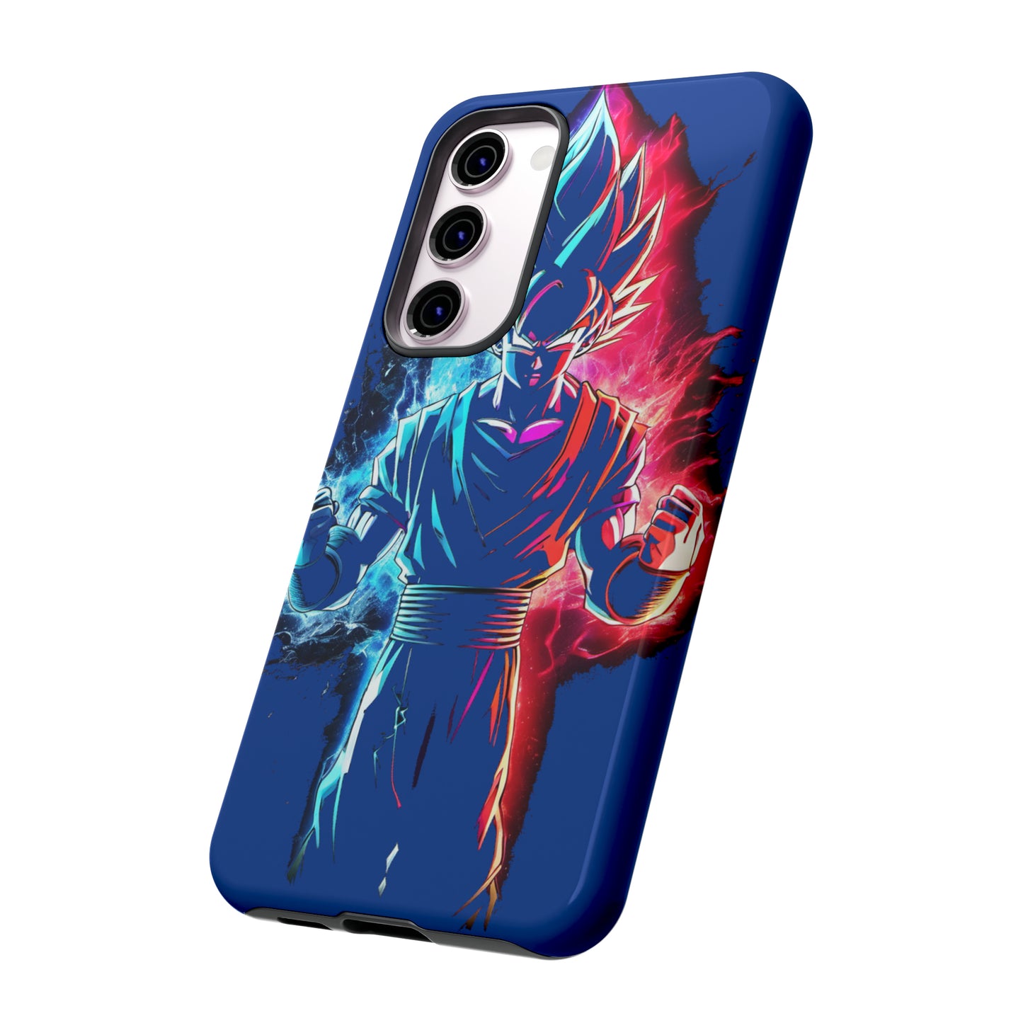 FANMADE Dragon Ball Z Goku Red/Blue Flame Phone Case [BLUE VERSION] (iPhone, Google Pixel, Samsung)