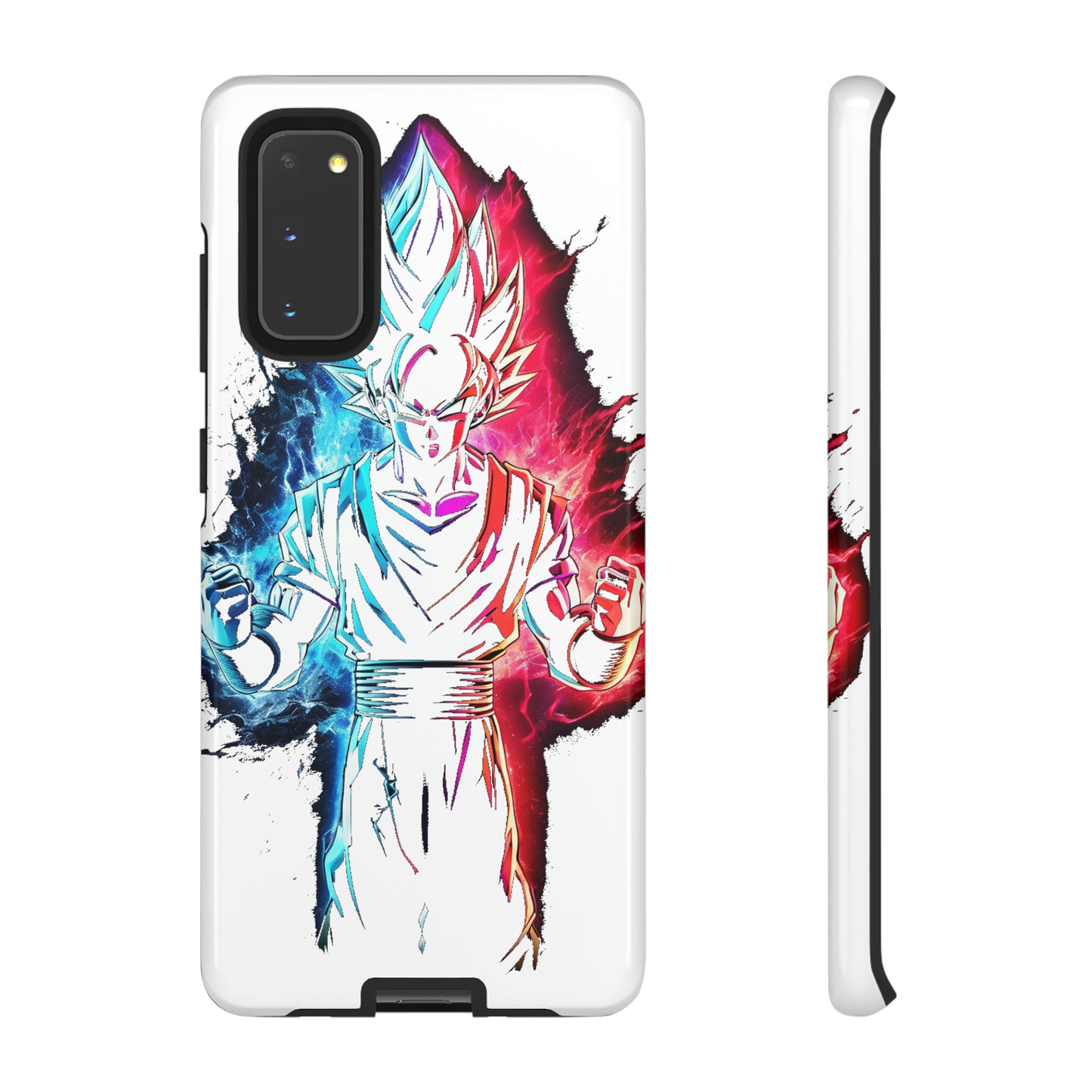 FANMADE Dragon Ball Z Goku Red/Blue Flame Phone Case [WHITE VERSION] (iPhone, Google Pixel, Samsung)