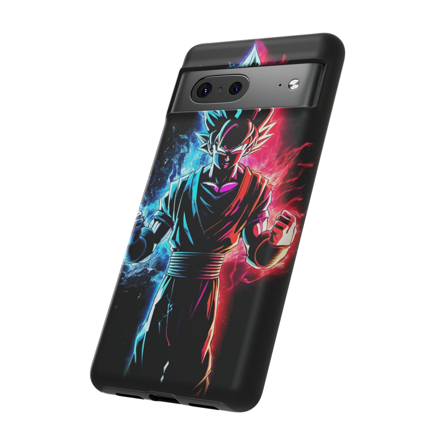 FANMADE Dragon Ball Z Goku Red/Blue Flame Phone Case [BLACK VERSION] (iPhone, Google Pixel, Samsung)