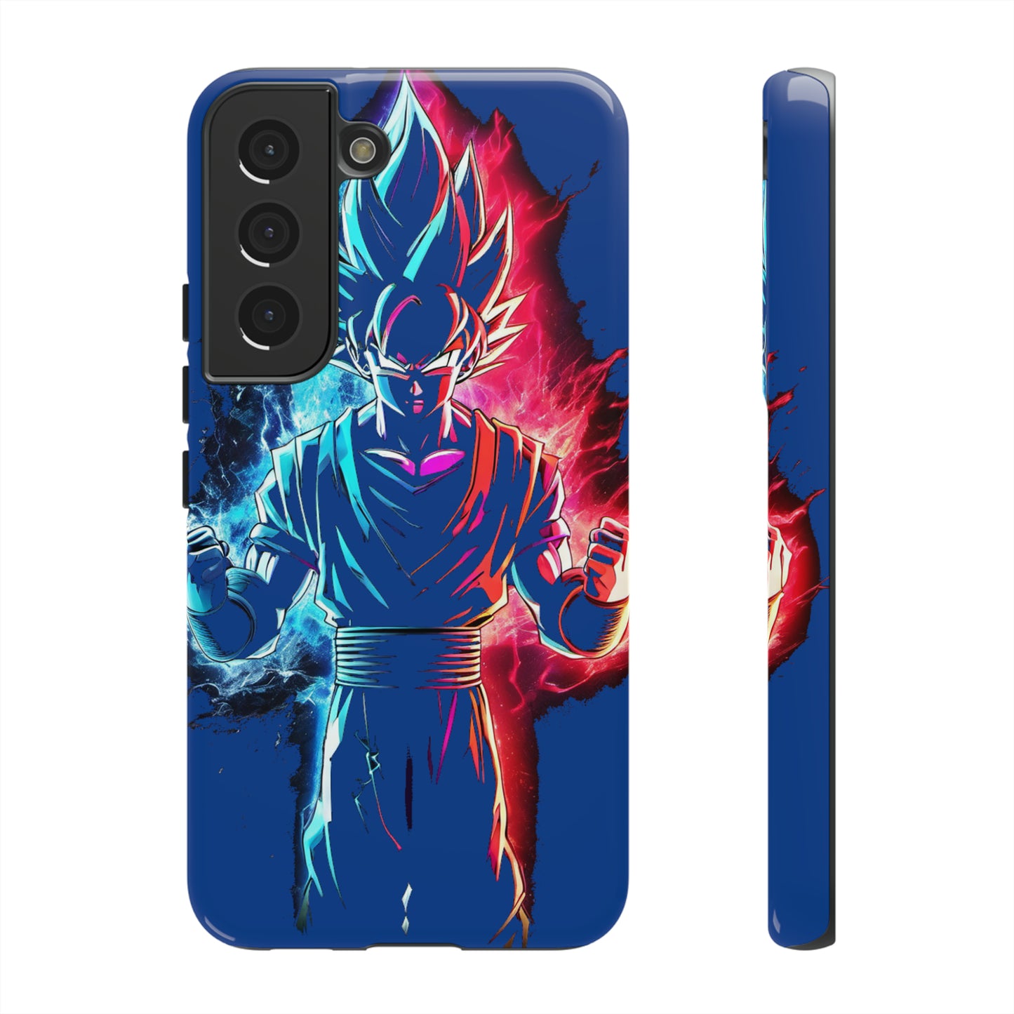 FANMADE Dragon Ball Z Goku Red/Blue Flame Phone Case [BLUE VERSION] (iPhone, Google Pixel, Samsung)