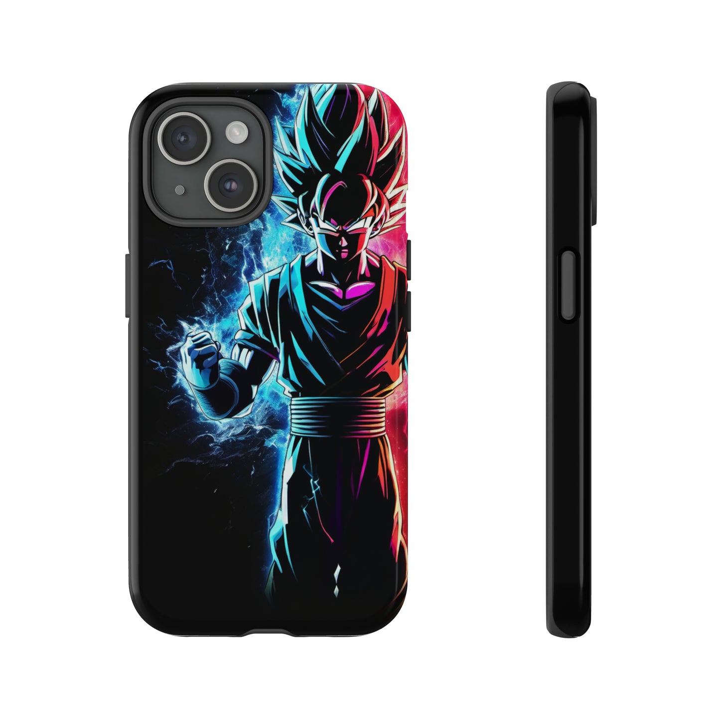 FANMADE Dragon Ball Z Goku Red/Blue Flame Phone Case [BLACK VERSION 2] (iPhone, Samsung)