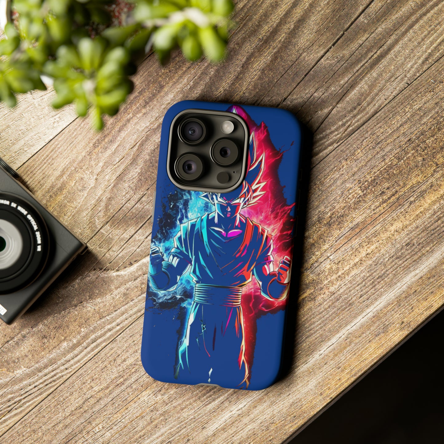 FANMADE Dragon Ball Z Goku Red/Blue Flame Phone Case [BLUE VERSION] (iPhone, Google Pixel, Samsung)