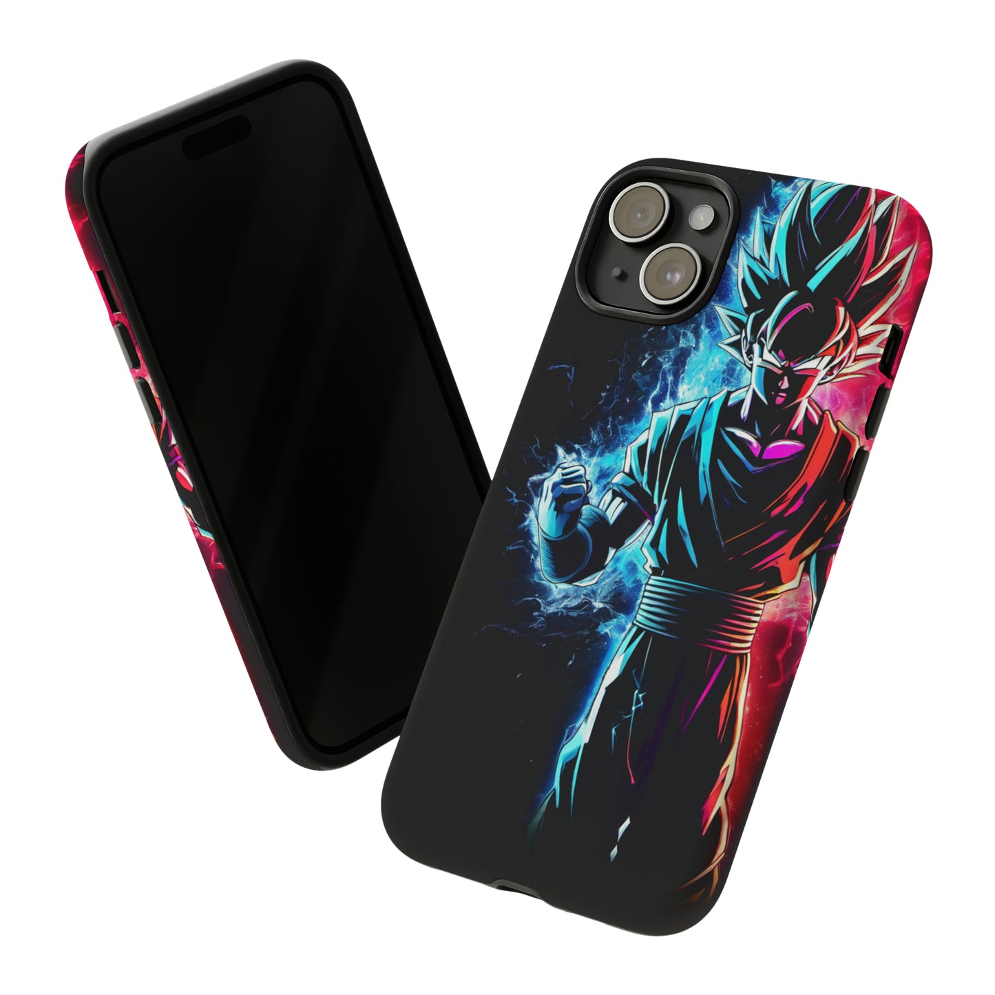 FANMADE Dragon Ball Z Goku Red/Blue Flame Phone Case [BLACK VERSION 2] (iPhone, Samsung)