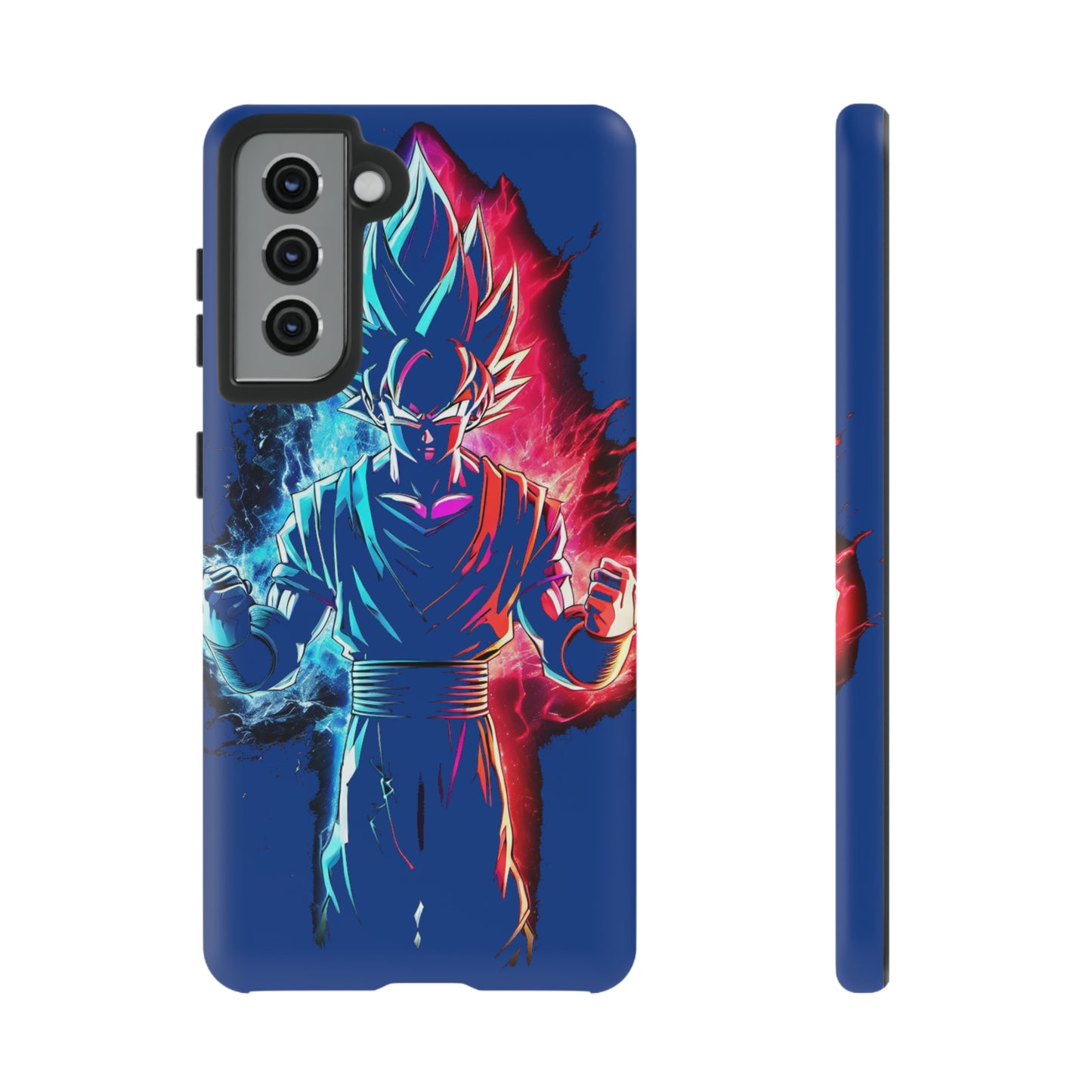 FANMADE Dragon Ball Z Goku Red/Blue Flame Phone Case [BLUE VERSION] (iPhone, Google Pixel, Samsung)