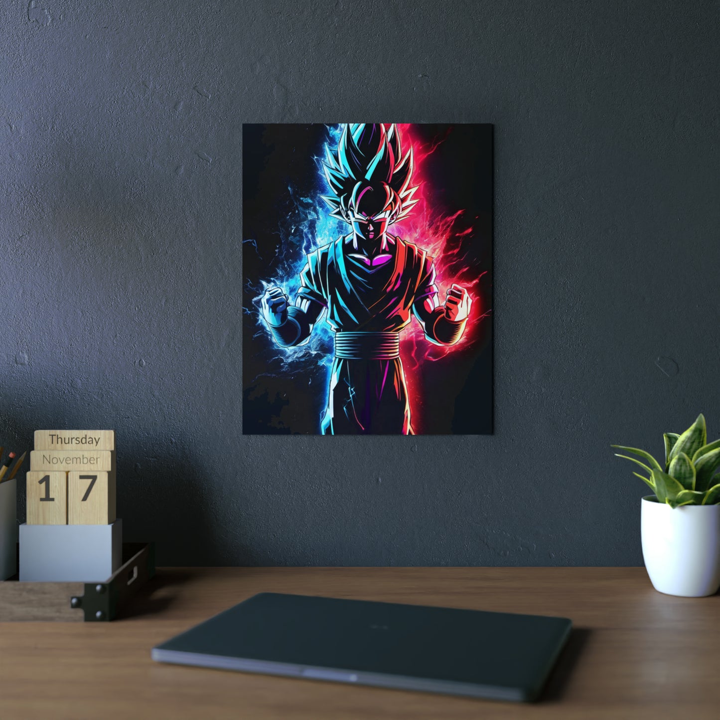 FANMADE Dragon Ball Z Goku Red/Blue Flame Aluminum Composite Panel