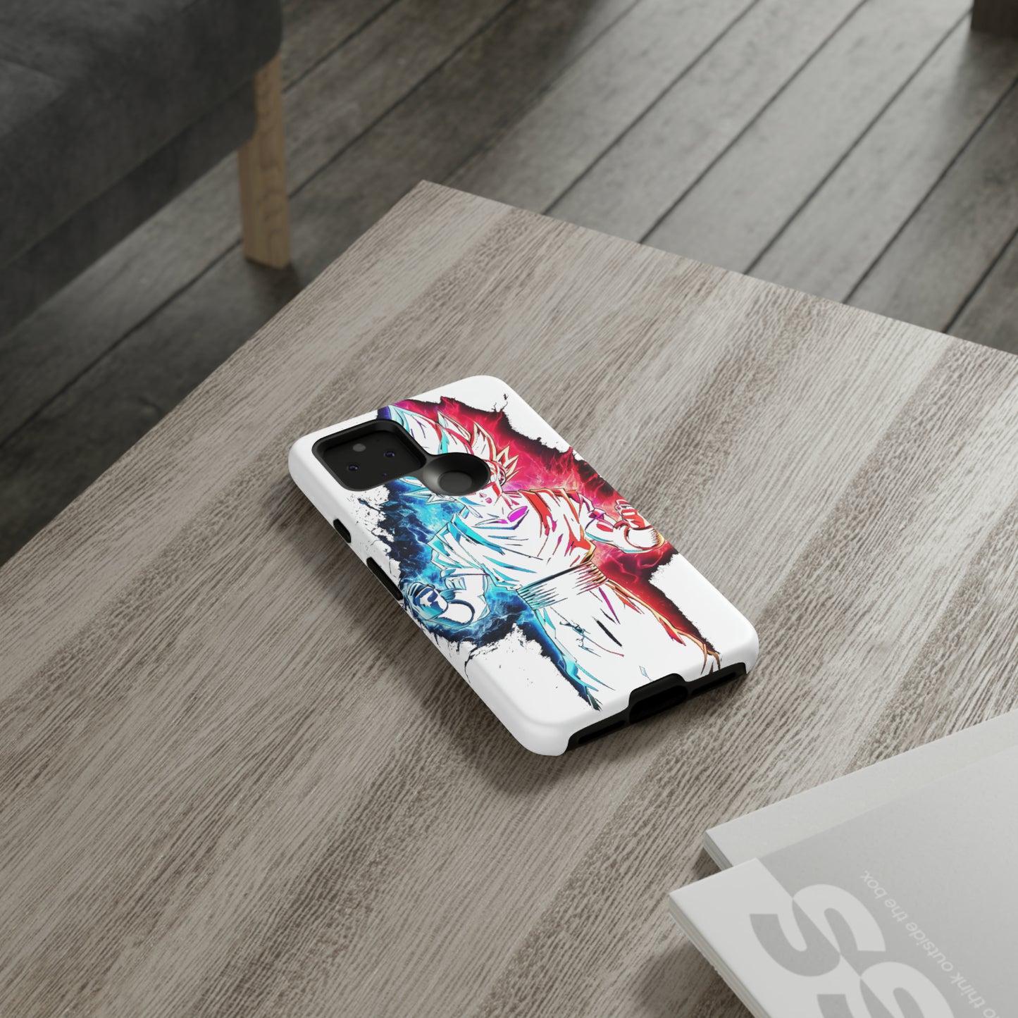 FANMADE Dragon Ball Z Goku Red/Blue Flame Phone Case [WHITE VERSION] (iPhone, Google Pixel, Samsung)