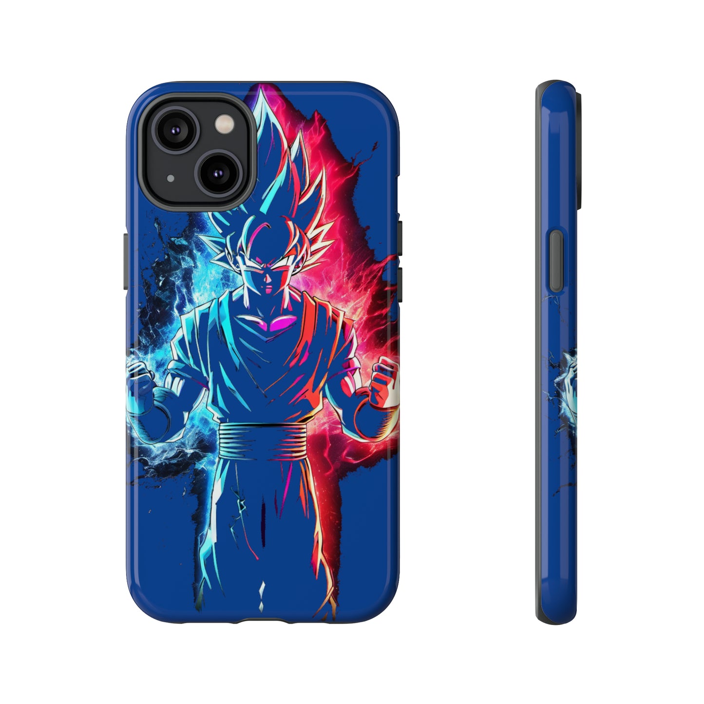 FANMADE Dragon Ball Z Goku Red/Blue Flame Phone Case [BLUE VERSION] (iPhone, Google Pixel, Samsung)