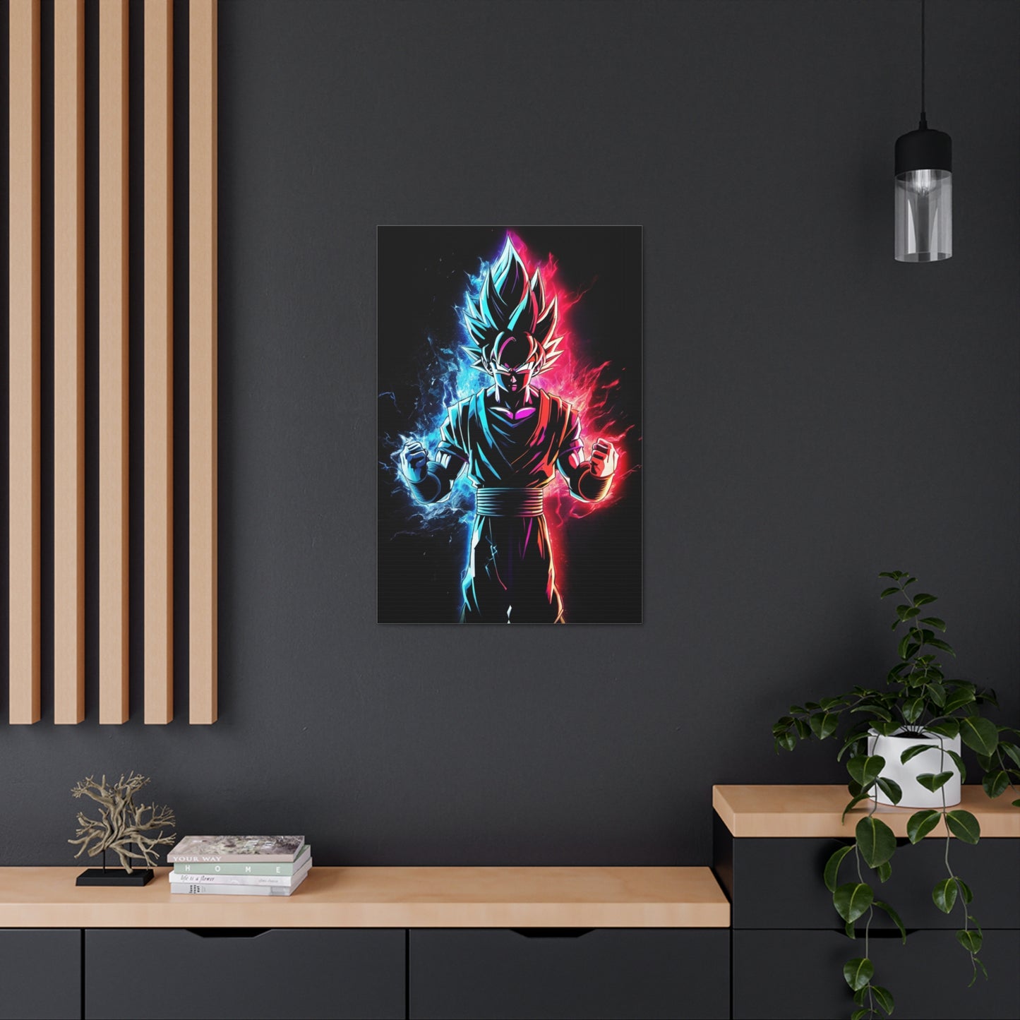 FANMADE Dragon Ball Z Goku Red/Blue Flame Canvas