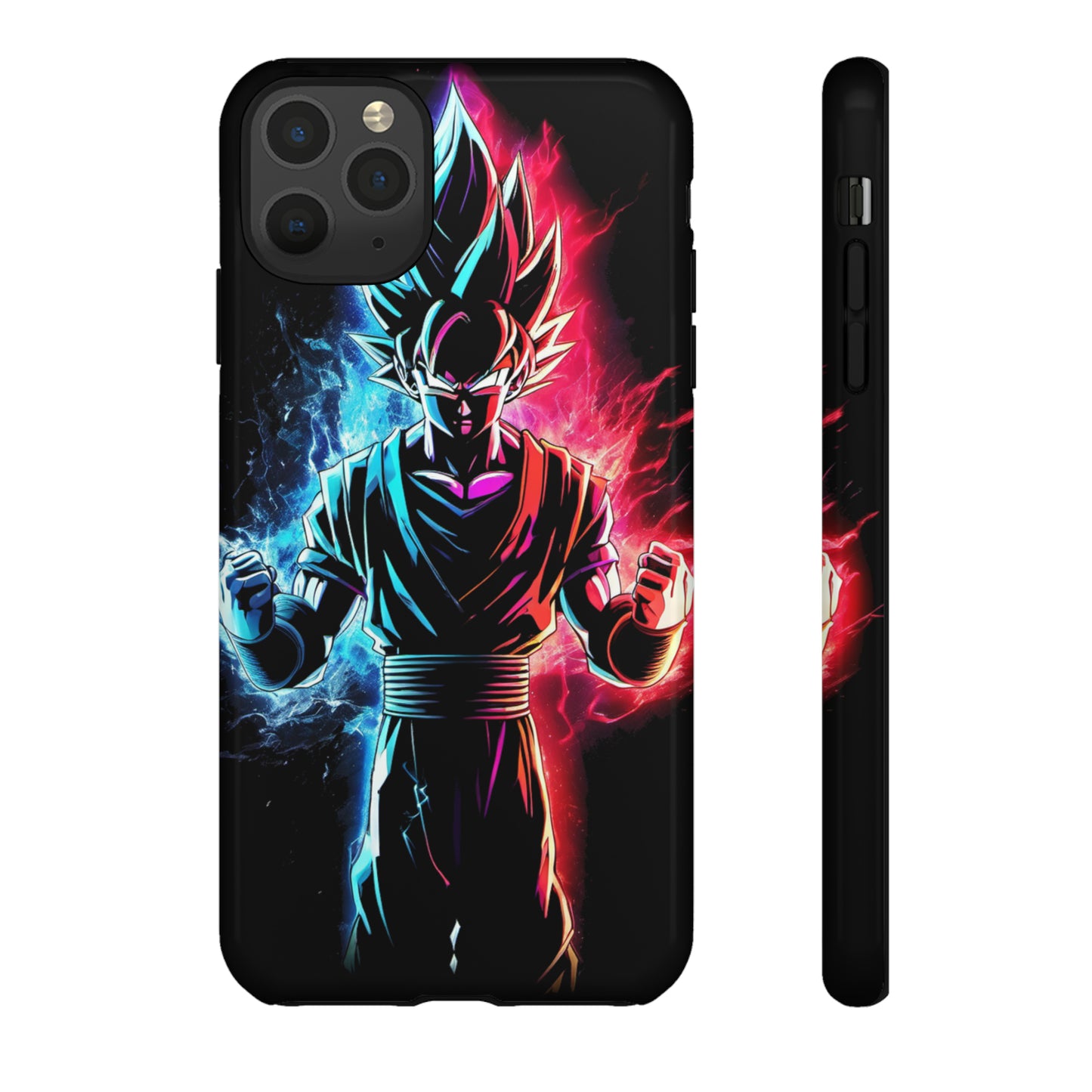 FANMADE Dragon Ball Z Goku Red/Blue Flame Phone Case [BLACK VERSION] (iPhone, Google Pixel, Samsung)