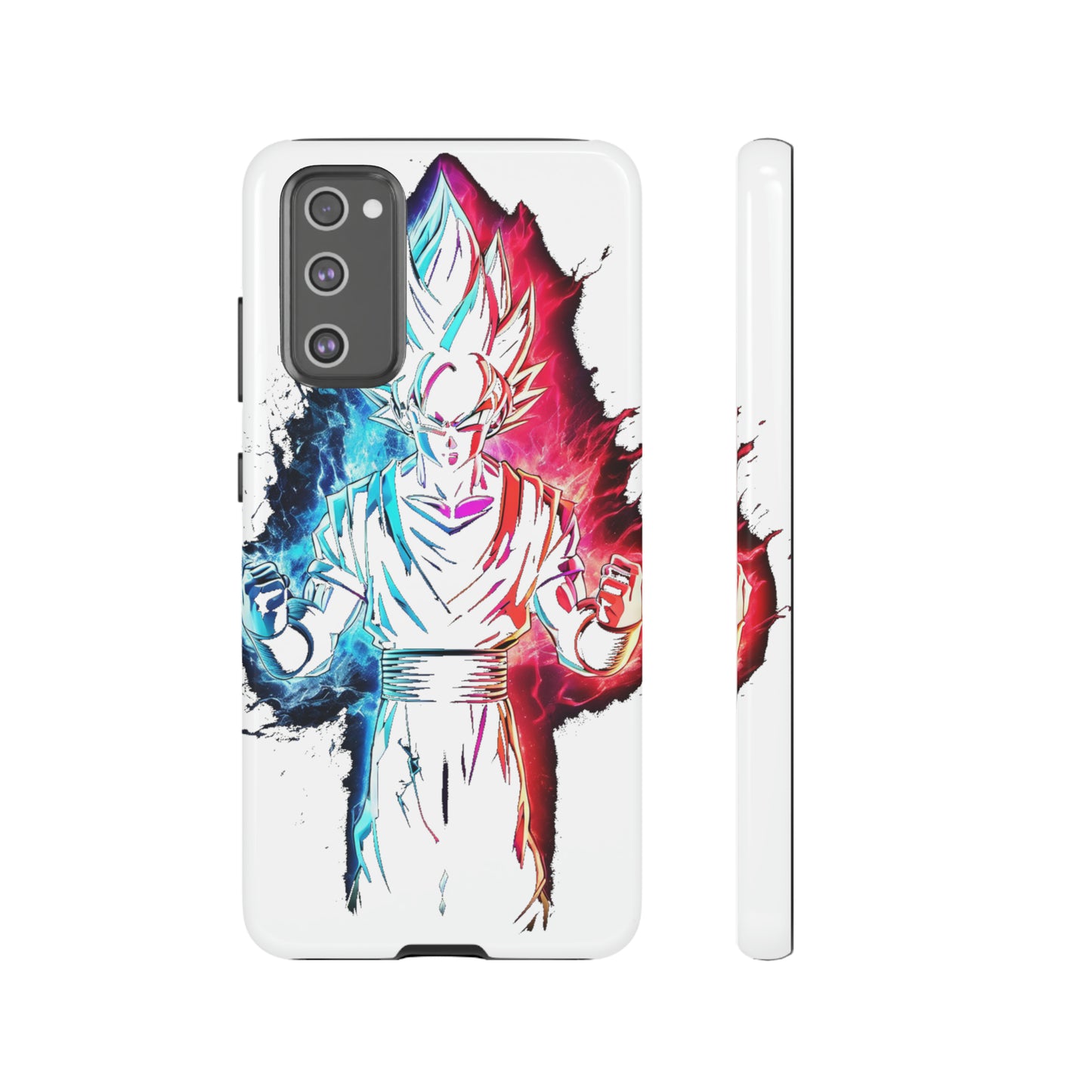 FANMADE Dragon Ball Z Goku Red/Blue Flame Phone Case [WHITE VERSION] (iPhone, Google Pixel, Samsung)