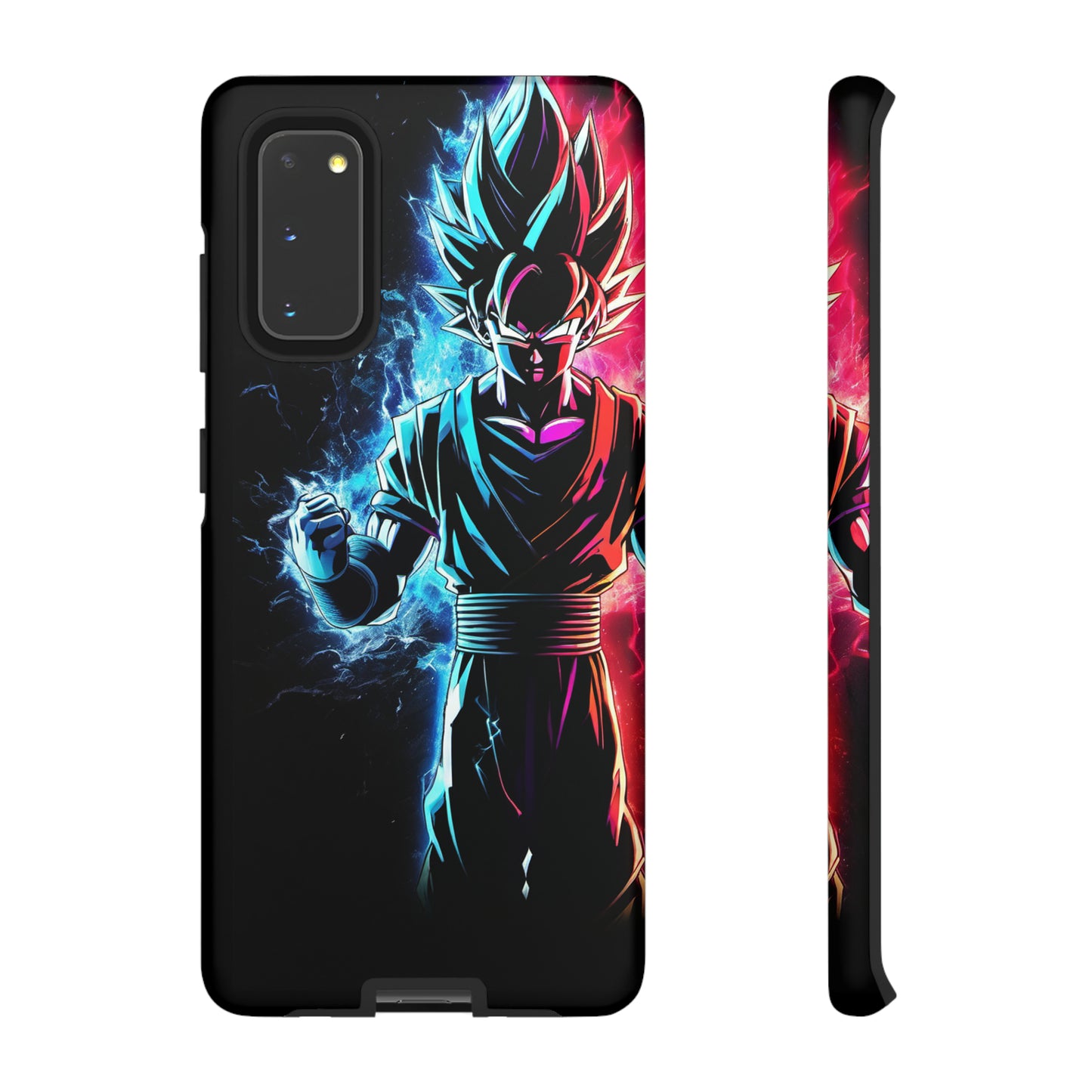 FANMADE Dragon Ball Z Goku Red/Blue Flame Phone Case [BLACK VERSION 2] (iPhone, Samsung)