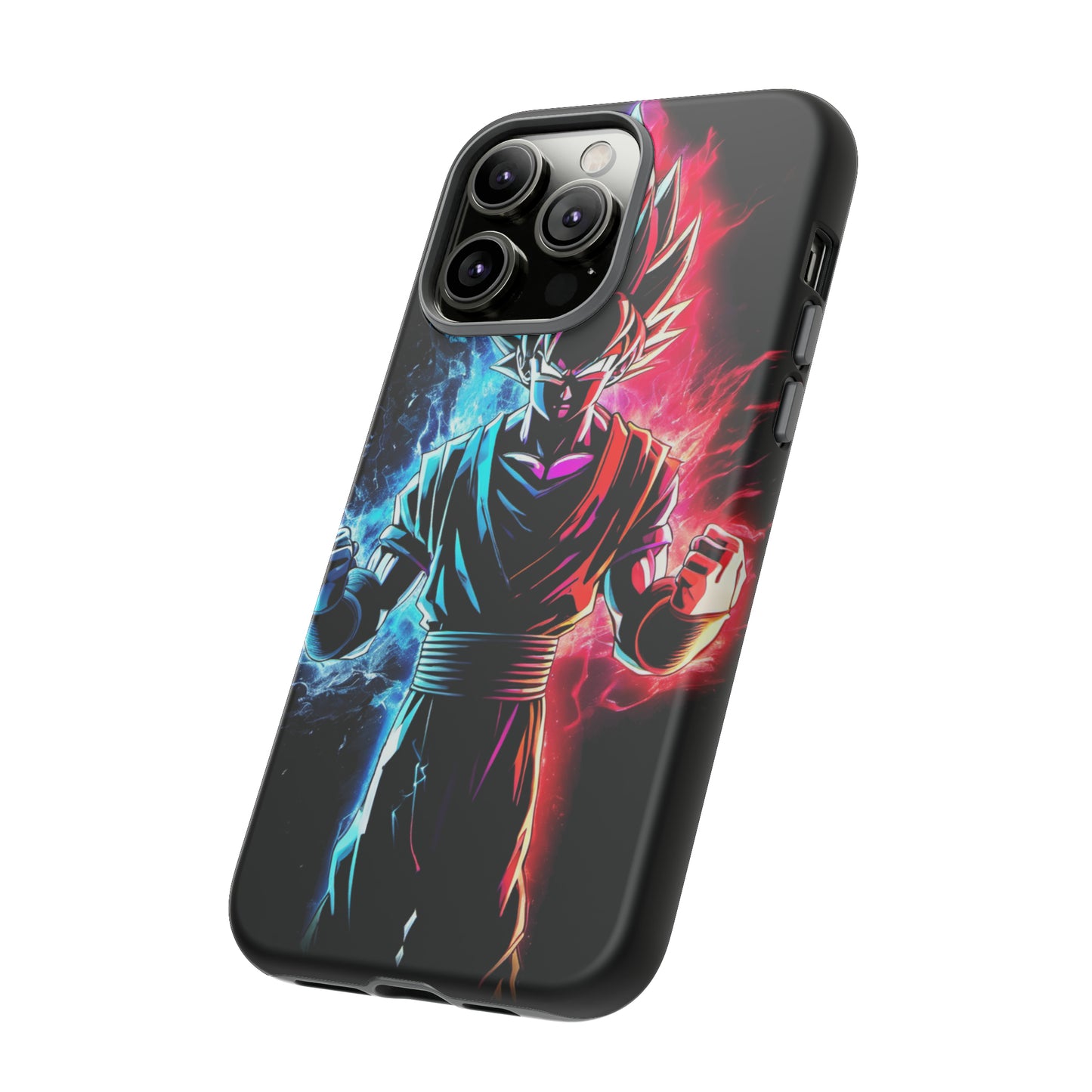 FANMADE Dragon Ball Z Goku Red/Blue Flame Phone Case [BLACK VERSION] (iPhone, Google Pixel, Samsung)