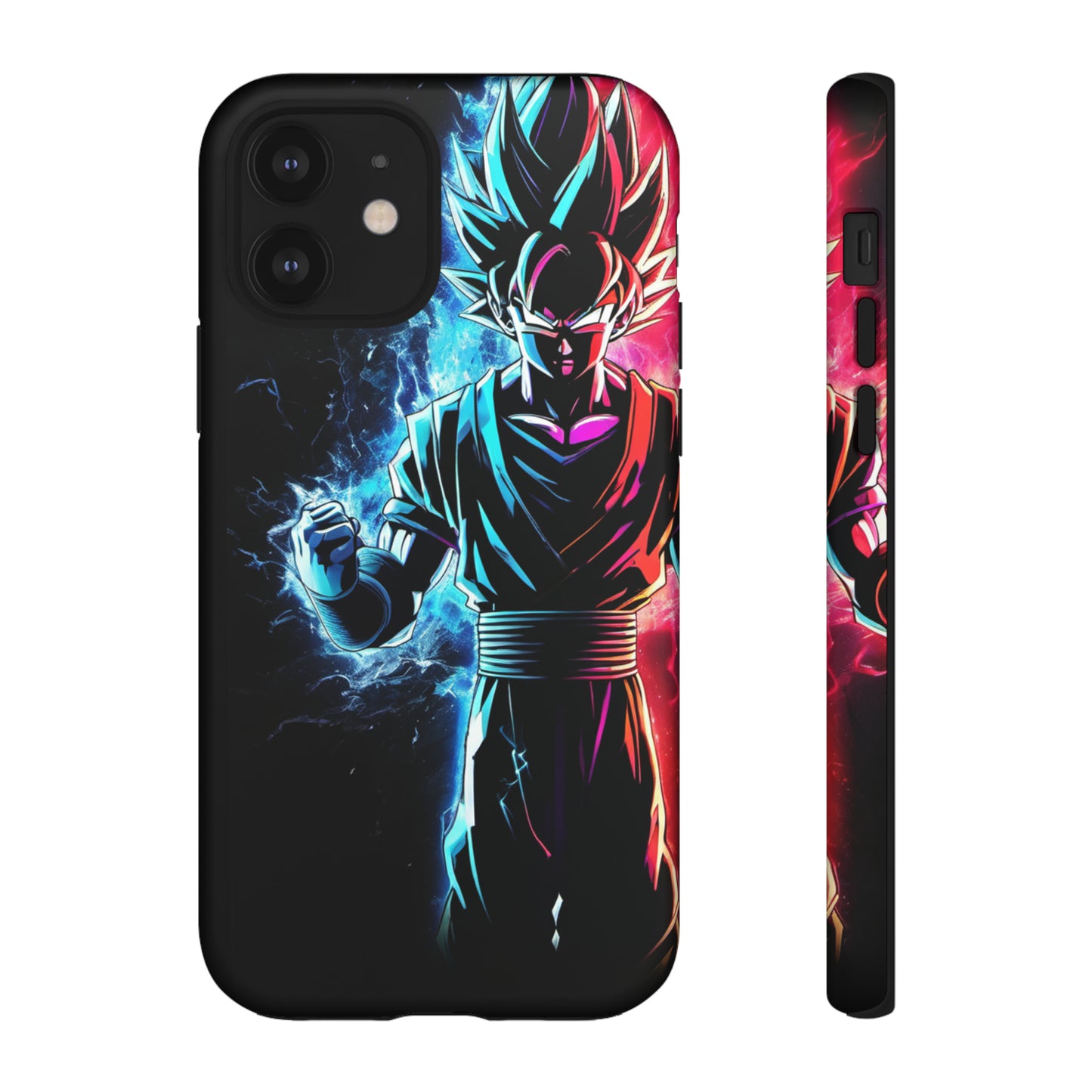 FANMADE Dragon Ball Z Goku Red/Blue Flame Phone Case [BLACK VERSION 2] (iPhone, Samsung)