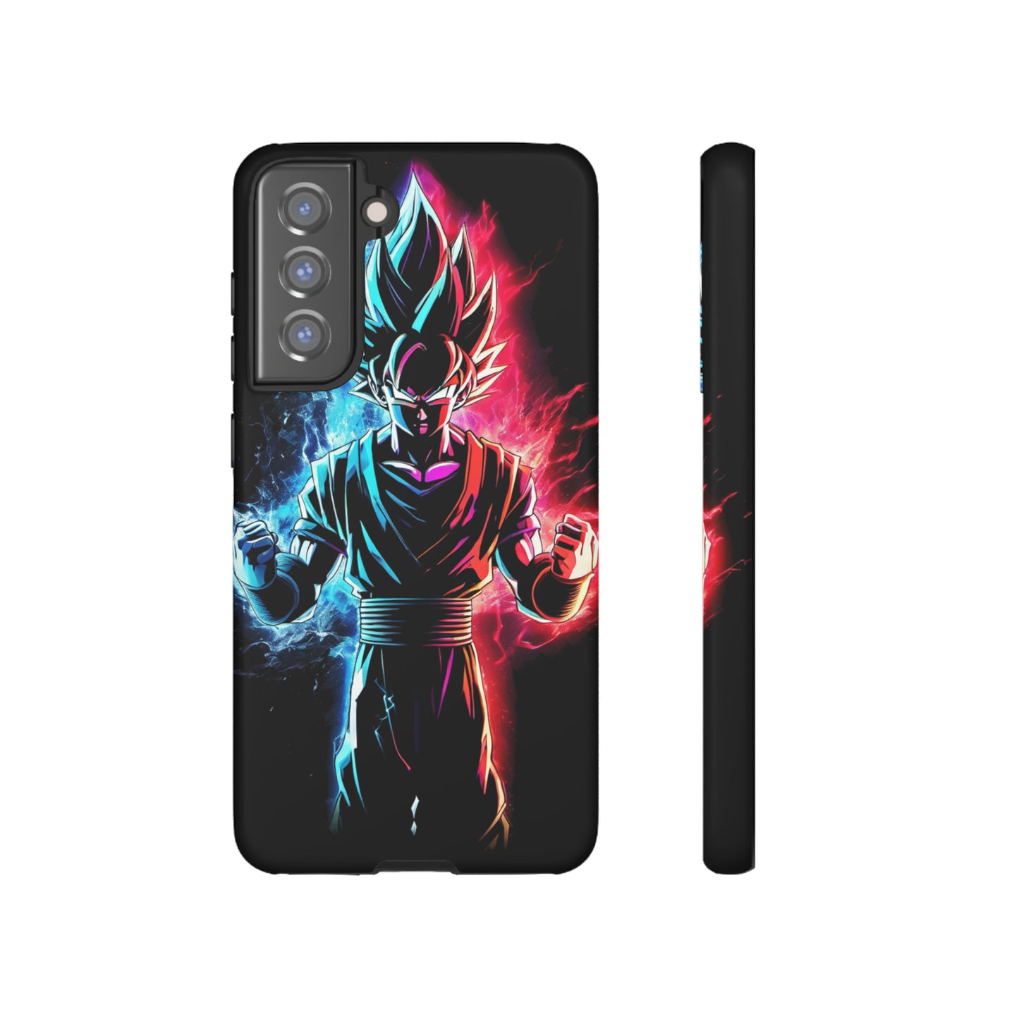 FANMADE Dragon Ball Z Goku Red/Blue Flame Phone Case [BLACK VERSION] (iPhone, Google Pixel, Samsung)