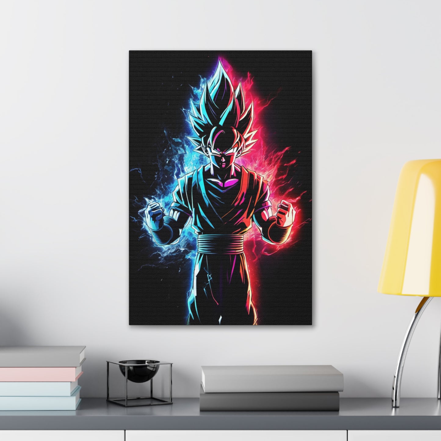 FANMADE Dragon Ball Z Goku Red/Blue Flame Canvas