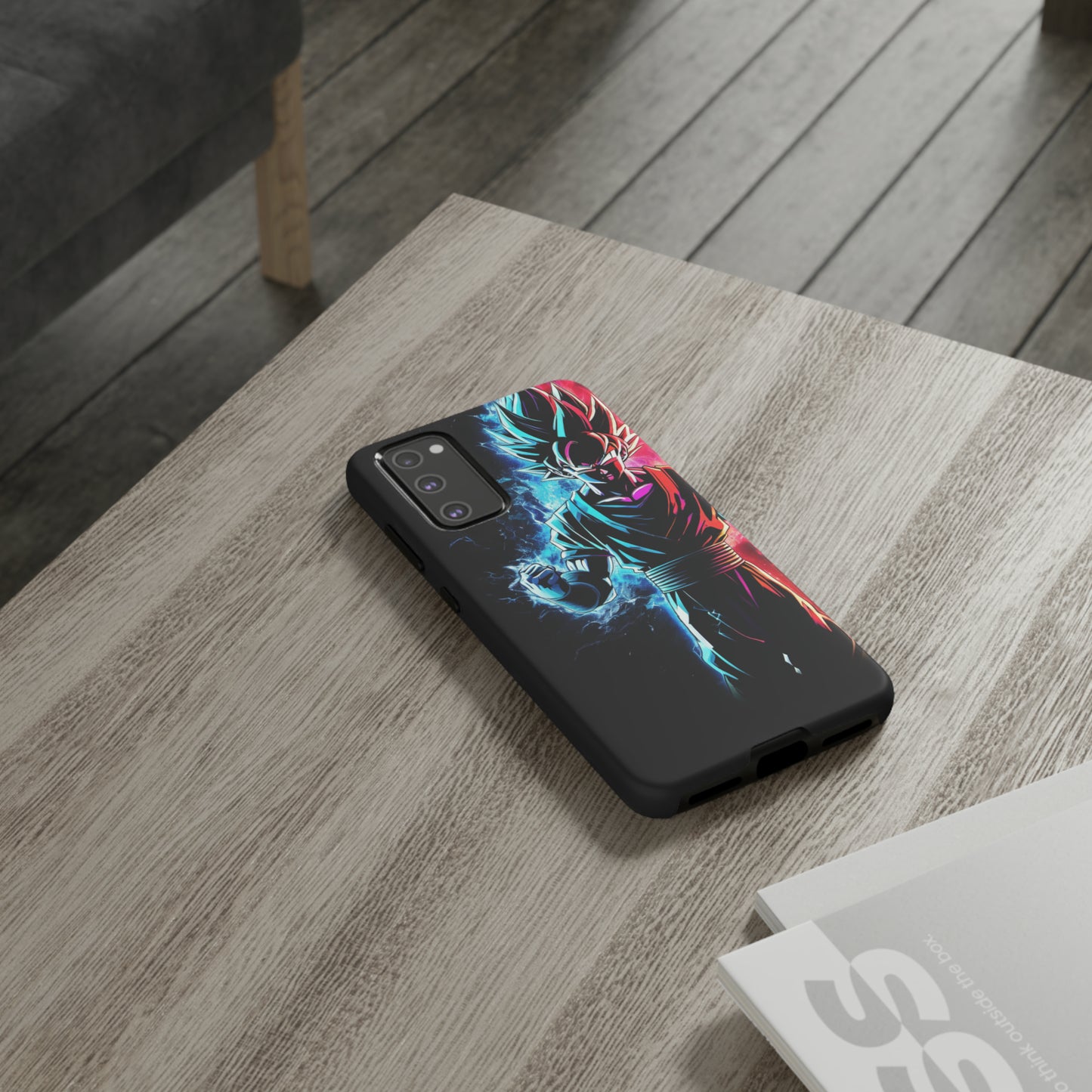 FANMADE Dragon Ball Z Goku Red/Blue Flame Phone Case [BLACK VERSION 2] (iPhone, Samsung)