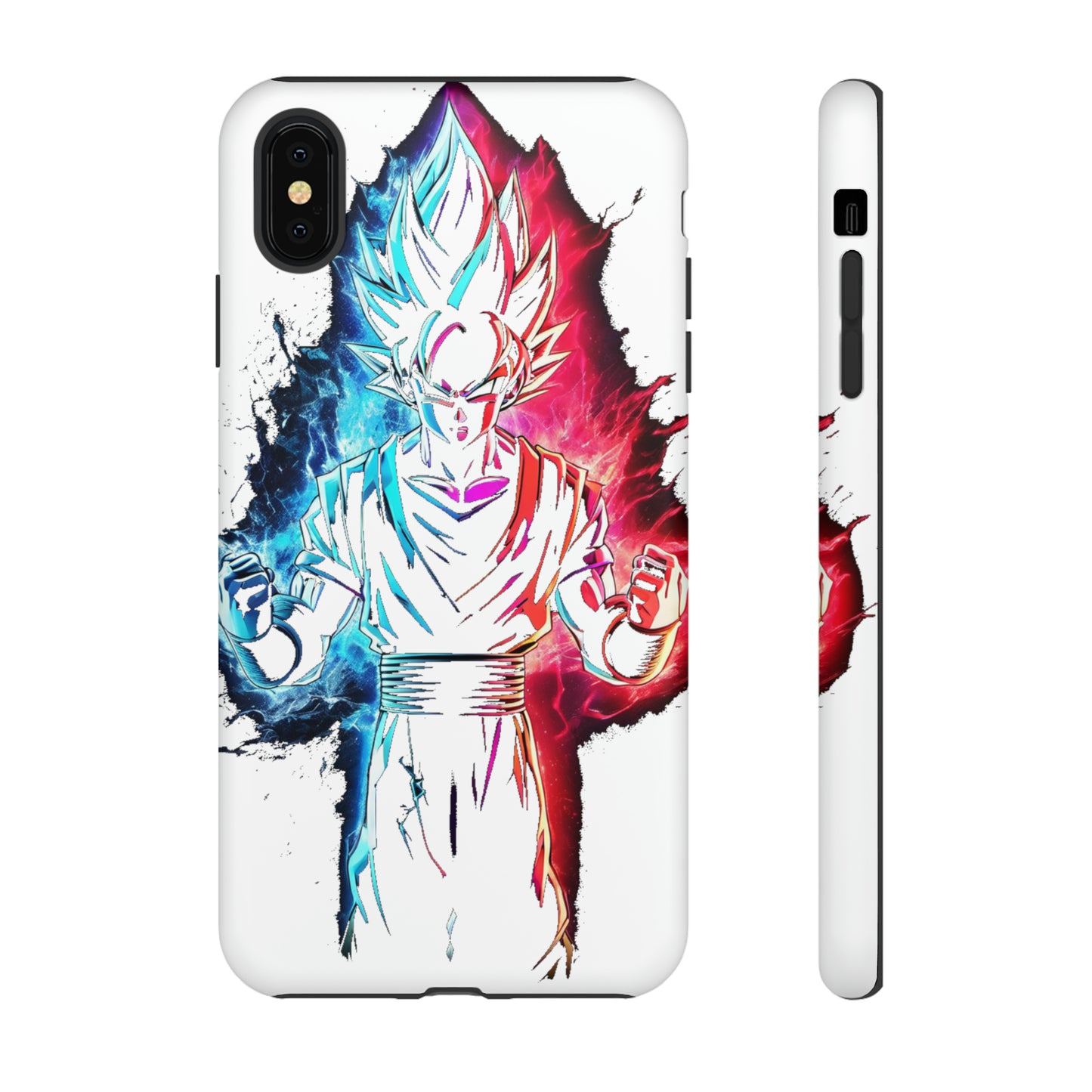 FANMADE Dragon Ball Z Goku Red/Blue Flame Phone Case [WHITE VERSION] (iPhone, Google Pixel, Samsung)