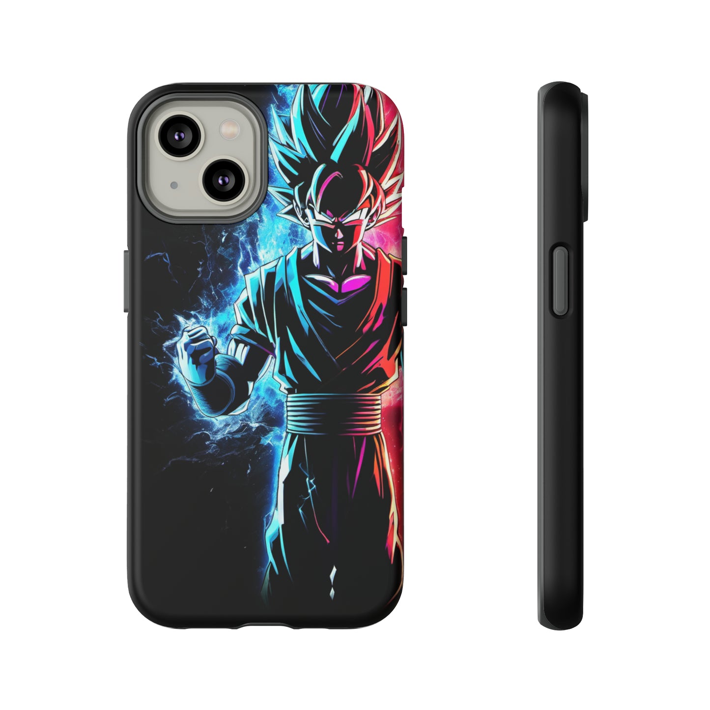 FANMADE Dragon Ball Z Goku Red/Blue Flame Phone Case [BLACK VERSION 2] (iPhone, Samsung)