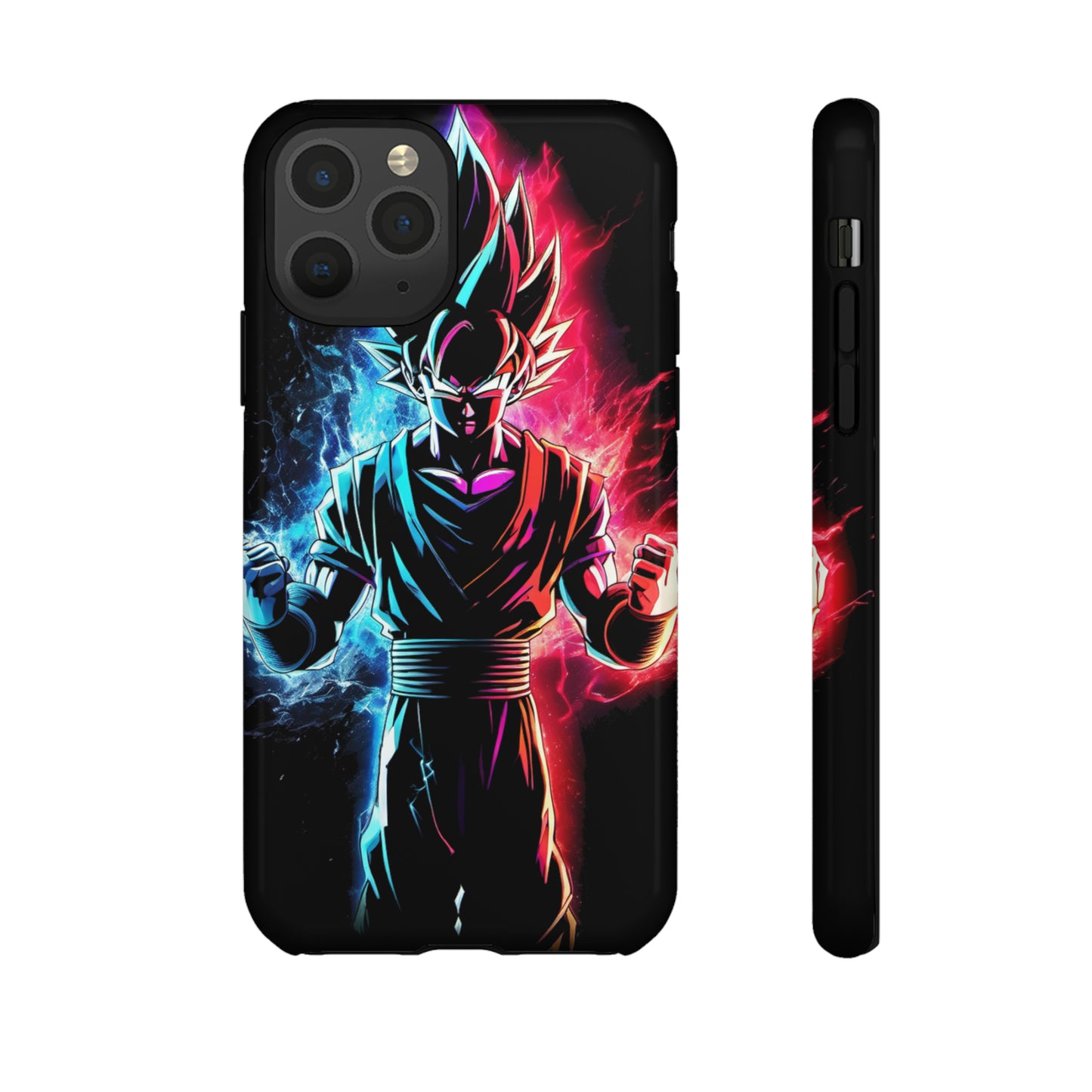 FANMADE Dragon Ball Z Goku Red/Blue Flame Phone Case [BLACK VERSION] (iPhone, Google Pixel, Samsung)