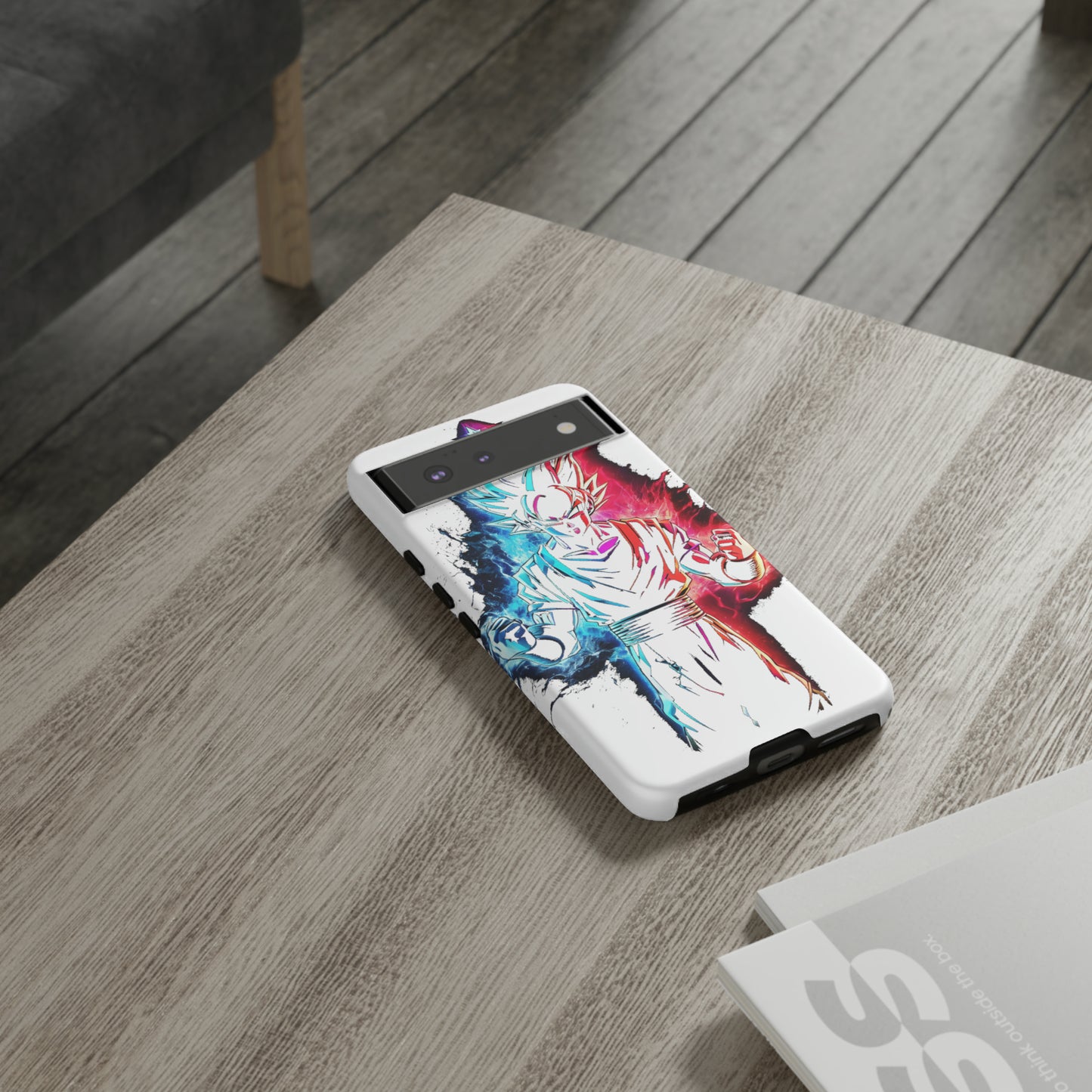 FANMADE Dragon Ball Z Goku Red/Blue Flame Phone Case [WHITE VERSION] (iPhone, Google Pixel, Samsung)