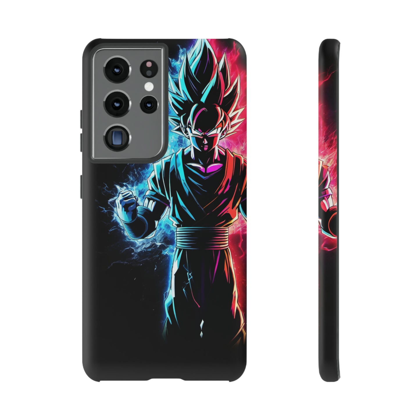 FANMADE Dragon Ball Z Goku Red/Blue Flame Phone Case [BLACK VERSION 2] (iPhone, Samsung)