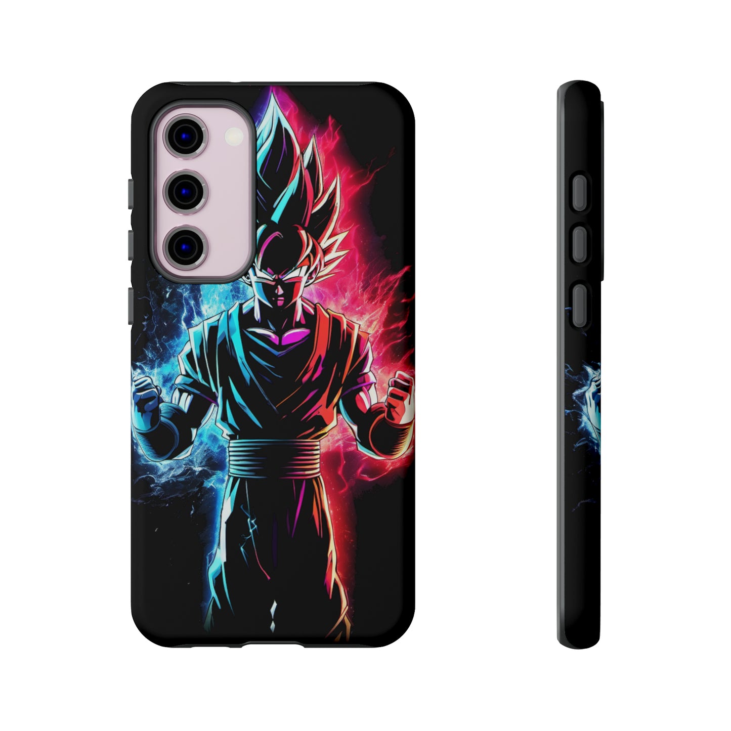 FANMADE Dragon Ball Z Goku Red/Blue Flame Phone Case [BLACK VERSION] (iPhone, Google Pixel, Samsung)