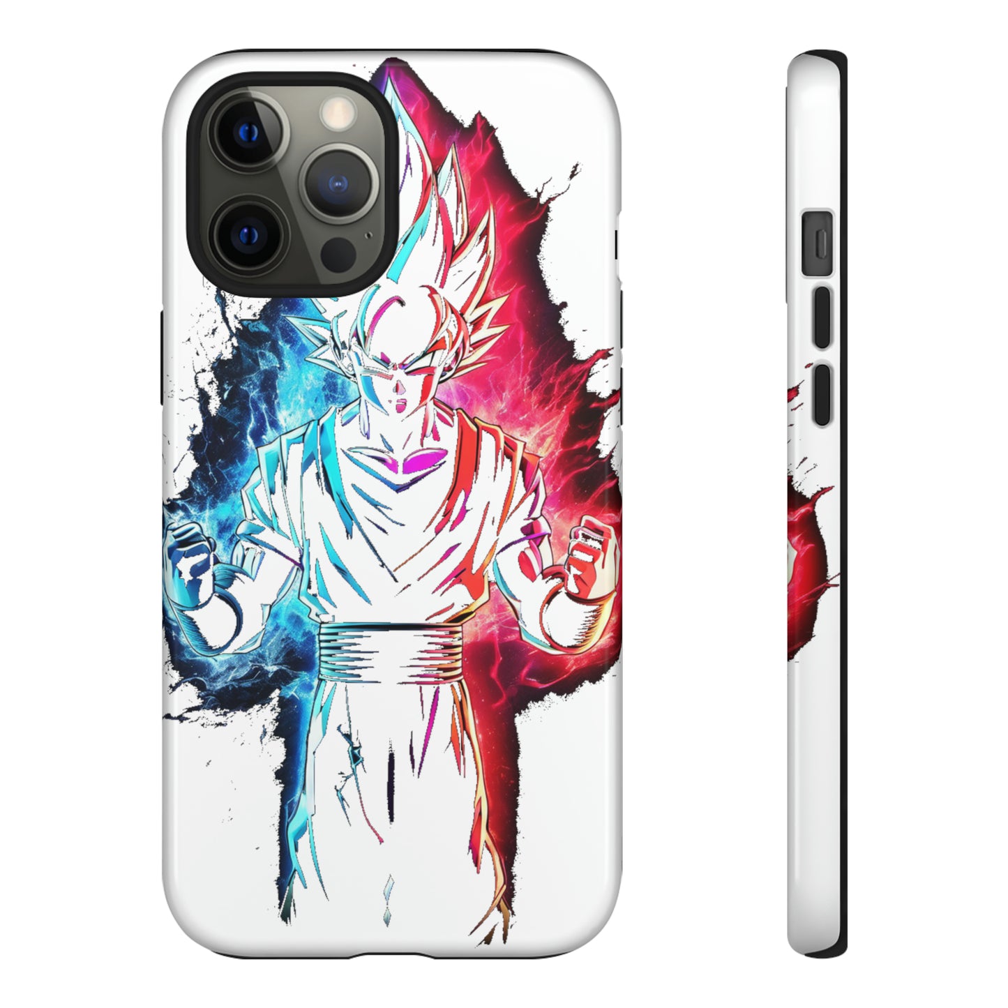 FANMADE Dragon Ball Z Goku Red/Blue Flame Phone Case [WHITE VERSION] (iPhone, Google Pixel, Samsung)